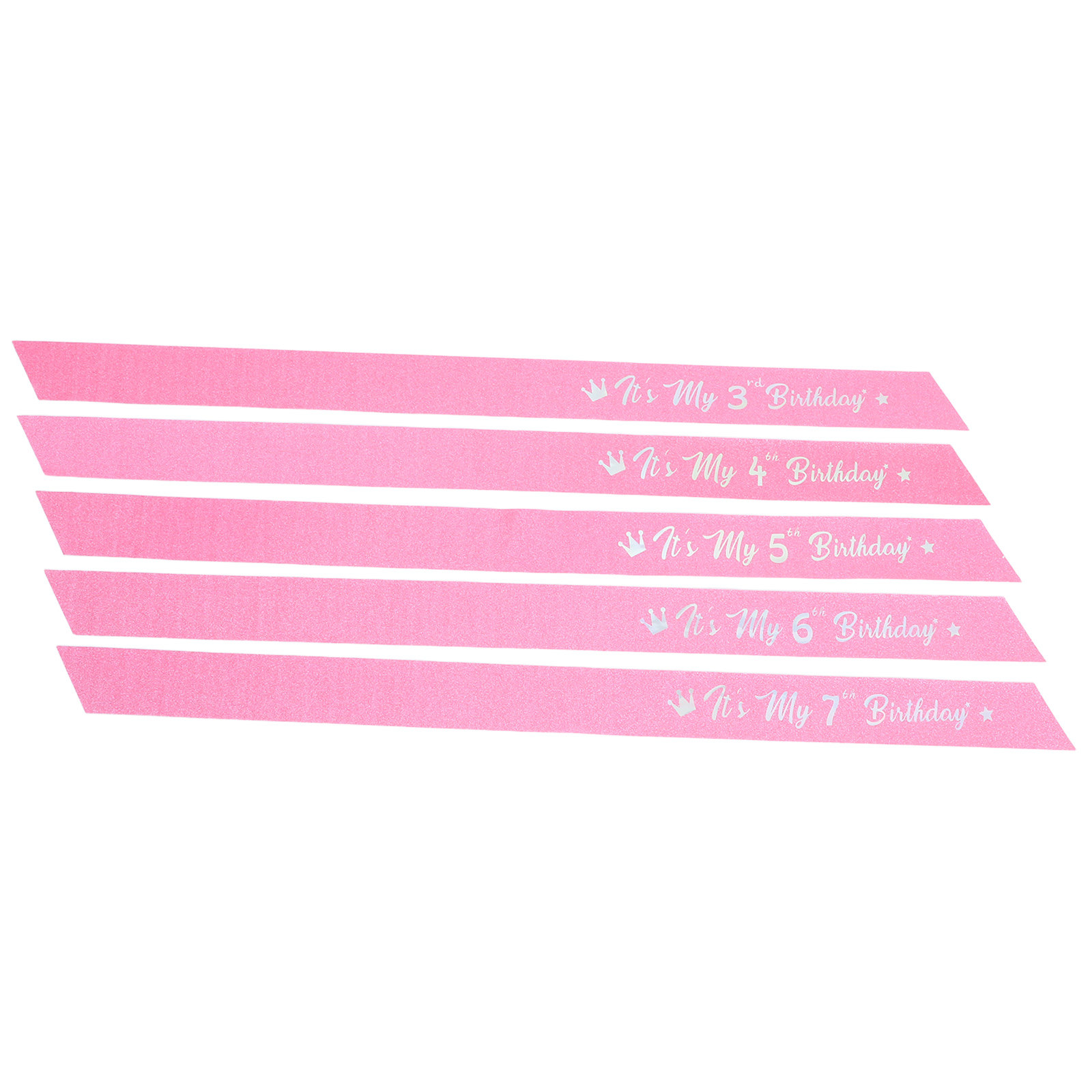 Birthday Sash Glitter - Pink Glitter Birthday Sash 5 Piece